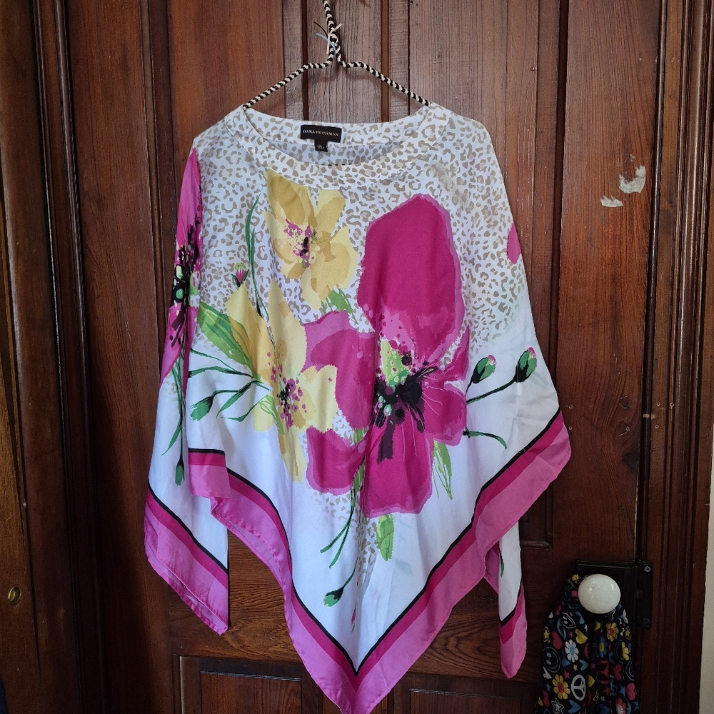Dana Buchman Floral Poncho Top XL